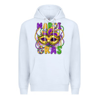 White mardi gras mask Premium Hoodie - LillyAllenDesigns
