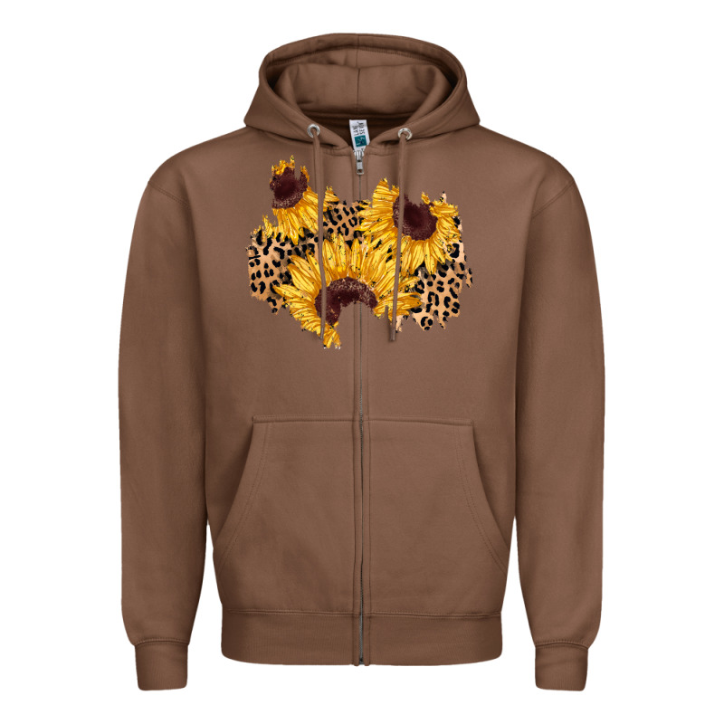 Sunflower Leopard Patch Zipper Hoodie by AdoDesignShop | Teevron