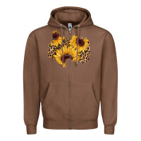 Chestnut sunflower leopard patch Zipper Hoodie - AdoDesignShop