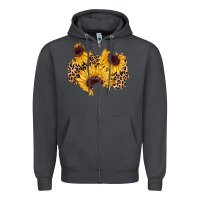 Smoke sunflower leopard patch Zipper Hoodie - AdoDesignShop
