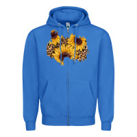 True Royal sunflower leopard patch Zipper Hoodie - AdoDesignShop