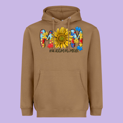 Autism Mom Life Sunflower Heavyweight Hoodie Designed By Maliassmallbusiness