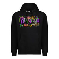 Black louisiana mardi gras Premium Hoodie - LillyAllenDesigns