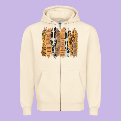 Western Brushstrokes Zipper Hoodie Designed By Adodesignshop
