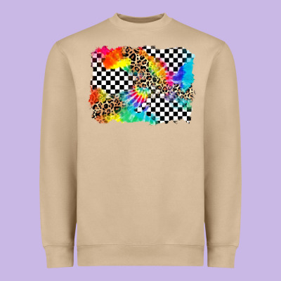 Race Leopard Tie Dye Background Heavyweight Sweatshirt Designed By Zillion Design Studio