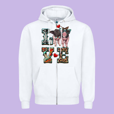 Love Baby Pigs Zipper Hoodie Designed By Artiststas