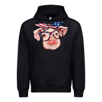 Black american flag with pig Urban Hoodie - RanaPortraitStore