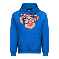 Cobalt american flag with pig Urban Hoodie - RanaPortraitStore