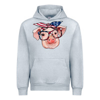 Heather Grey american flag with pig Urban Hoodie - RanaPortraitStore