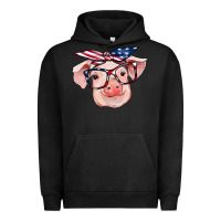 Pigment Black american flag with pig Urban Hoodie - RanaPortraitStore