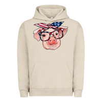 Pigment French Oak american flag with pig Urban Hoodie - RanaPortraitStore