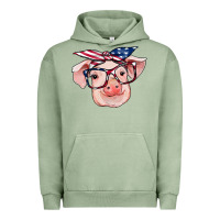 Pigment Oil Green american flag with pig Urban Hoodie - RanaPortraitStore