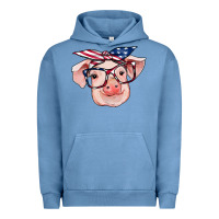 Pigment Pebble Blue american flag with pig Urban Hoodie - RanaPortraitStore