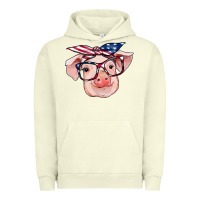 Pigment Pistachio american flag with pig Urban Hoodie - RanaPortraitStore
