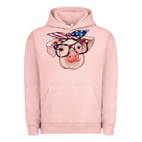 Pigment Salmon american flag with pig Urban Hoodie - RanaPortraitStore