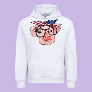 American Flag With Pig Urban Hoodie Designed By Ranaportraitstore