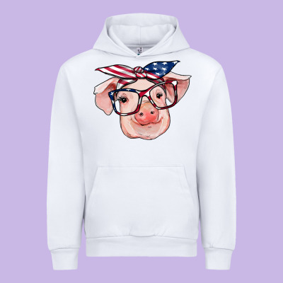 American Flag With Pig Urban Hoodie Designed By Ranaportraitstore