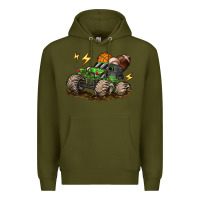 Army Green monster truck sports Premium Hoodie - LillyAllenDesigns