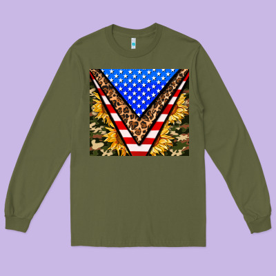 American Sunflower And Camouflage Long Sleeve Tee Designed By Adodesignshop
