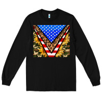 Black american sunflower and camouflage Long Sleeve Tee - AdoDesignShop