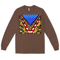 Chestnut american sunflower and camouflage Long Sleeve Tee - AdoDesignShop