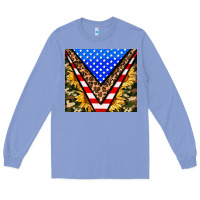 Colony Blue american sunflower and camouflage Long Sleeve Tee - AdoDesignShop