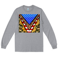 Heather Grey american sunflower and camouflage Long Sleeve Tee - AdoDesignShop