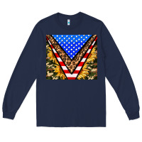 Navy american sunflower and camouflage Long Sleeve Tee - AdoDesignShop
