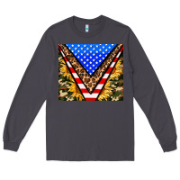 Smoke american sunflower and camouflage Long Sleeve Tee - AdoDesignShop