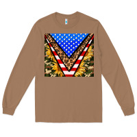 Toasted Coconut american sunflower and camouflage Long Sleeve Tee - AdoDesignShop