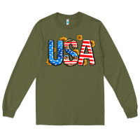 Army Green usa sunflower Long Sleeve Tee - AdoDesignShop