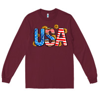 Burgundy usa sunflower Long Sleeve Tee - AdoDesignShop
