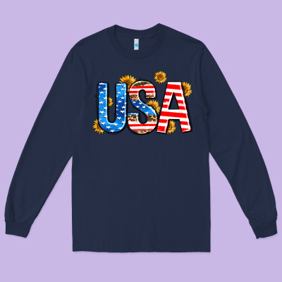 Usa Sunflower Long Sleeve Tee Designed By Adodesignshop