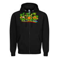 Black st patricks day gnomes shamrock gold rainbow Zipper Hoodie - Artiststas
