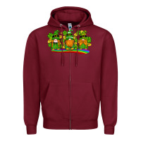 Burgundy st patricks day gnomes shamrock gold rainbow Zipper Hoodie - Artiststas