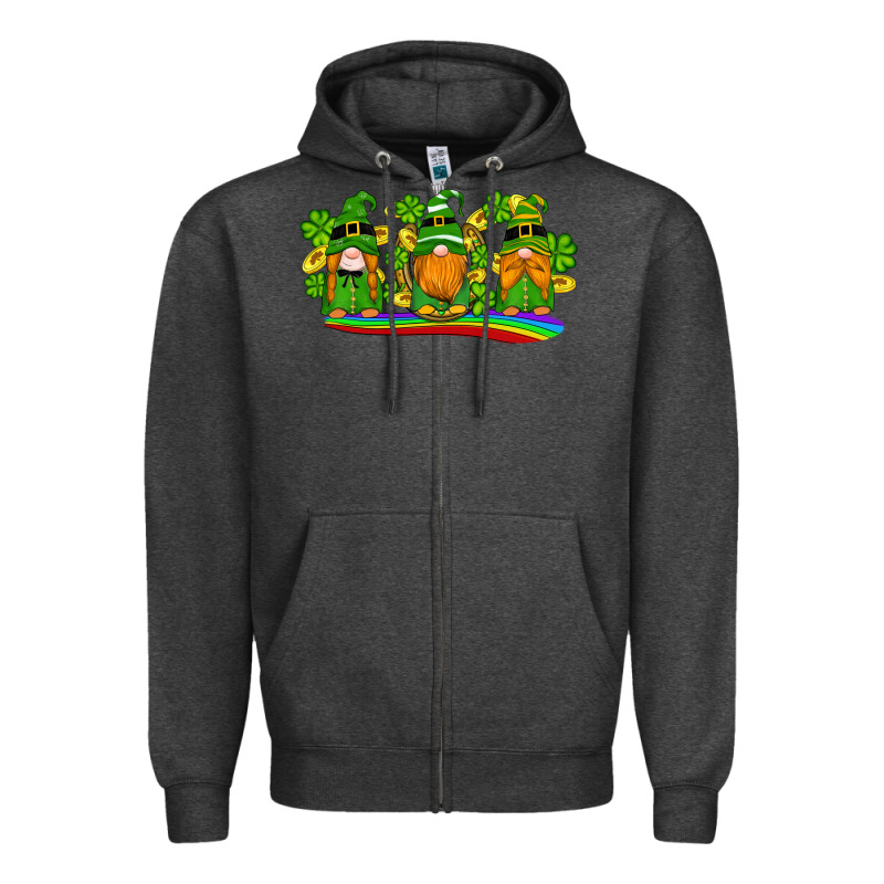 St Patricks Day Gnomes Shamrock Gold Rainbow Zipper Hoodie by Artiststas | Teevron