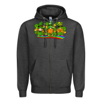 Charcoal Heather st patricks day gnomes shamrock gold rainbow Zipper Hoodie - Artiststas