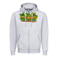 Heather Grey st patricks day gnomes shamrock gold rainbow Zipper Hoodie - Artiststas