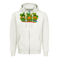 Oatmeal Heather st patricks day gnomes shamrock gold rainbow Zipper Hoodie - Artiststas
