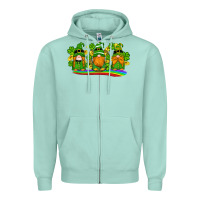 Seafoam st patricks day gnomes shamrock gold rainbow Zipper Hoodie - Artiststas