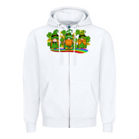 White st patricks day gnomes shamrock gold rainbow Zipper Hoodie - Artiststas