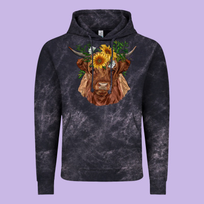 Highland Cow With Sunflowers Vintage Hoodie Designed By Ranaportraitstore