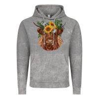 Cloud Rock highland cow with sunflowers Vintage Hoodie - RanaPortraitStore