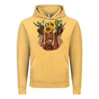 Vintage Mustard highland cow with sunflowers Vintage Hoodie - RanaPortraitStore