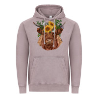 Vintage Zinc highland cow with sunflowers Vintage Hoodie - RanaPortraitStore