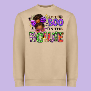 I Put The Boo In The Boujie Messy Bun Heavyweight Sweatshirt Designed By Texasbilliewilder