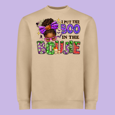 I Put The Boo In The Boujie Messy Bun Heavyweight Sweatshirt Designed By Texasbilliewilder