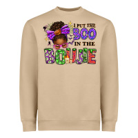 Mushroom I Put The Boo In The Boujie Messy Bun Heavyweight Sweatshirt - texasbilliewilder