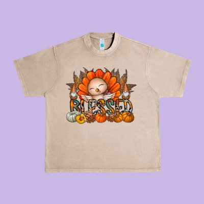 Thanksgiving Turkey Pumpkin Blessed Urban Heavy Tee Designed By Cowhidedigitalart