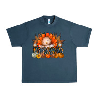 Midnight Navy Thanksgiving Turkey Pumpkin Blessed Urban Heavy Tee - CowhideDigitalArt